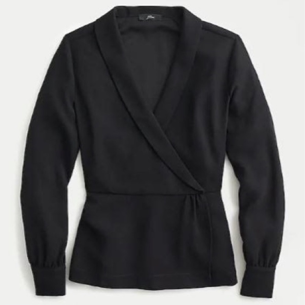 J. Crew Drapey Faux-Wrap Top in 365 Crepe